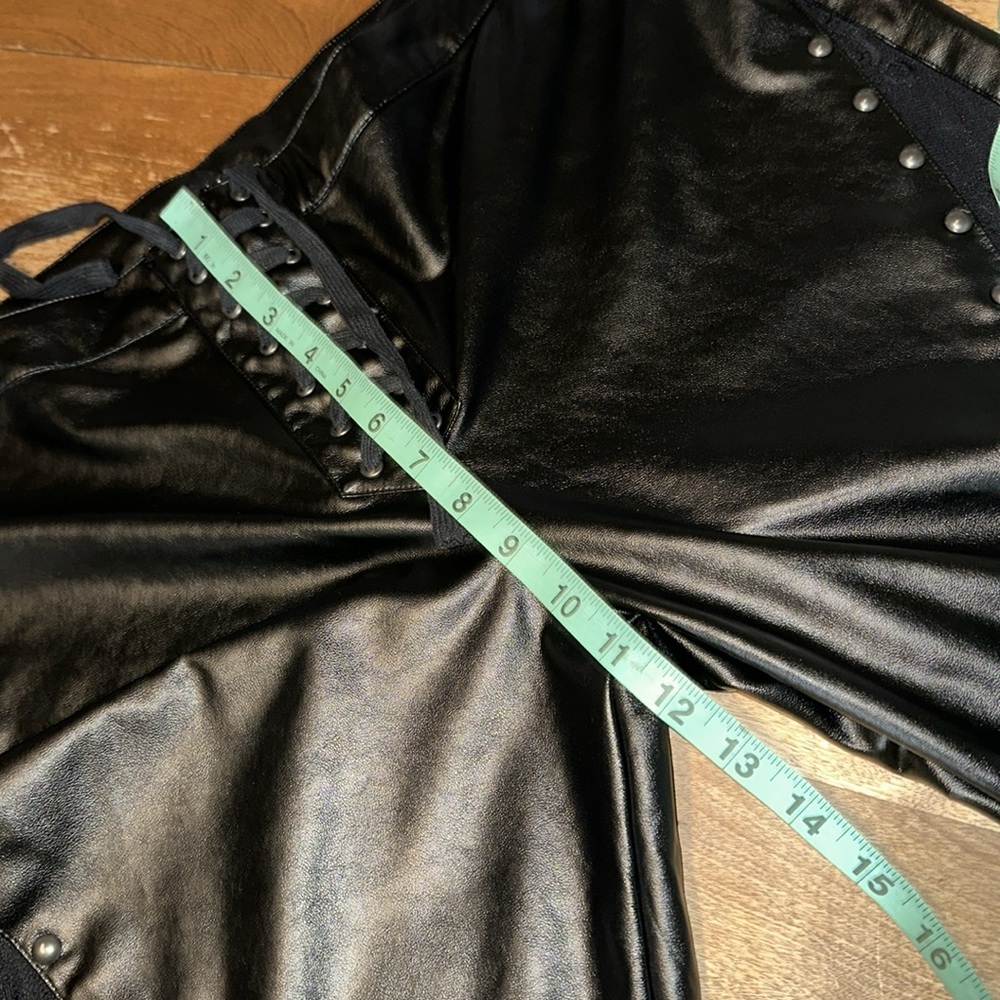 Killstar Shiny Black Lace-Up Flare Pants - Picture 6 of 12